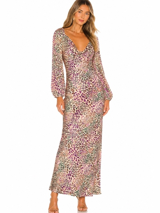 Carolina K Dresses & Skirts - Carolina K Leopard Print Cowl Neck Maxi Dress Mauve Blush Size S